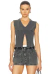 Alexander Wang V-neck Tank Top In Faded Black