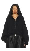 Alexander Wang Zip-up Drawstring Hoodie In Black