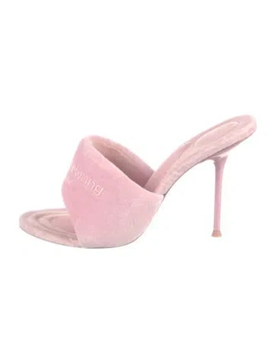 Pre-owned Alexander Wang Velvet Embroidered Accent Slides In Pink