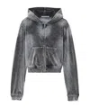 Alexander Wang Velvet Hoodie Washed Feather In Gray