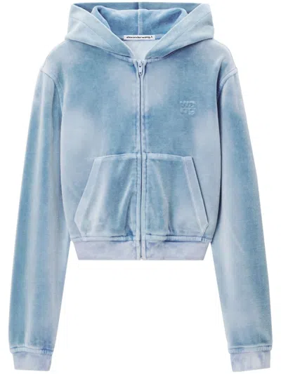 Alexander Wang Velvet Hoodie In Blau
