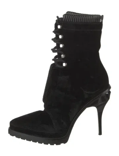 Pre-owned Alexander Wang Velvet Lace-up Boots In Black