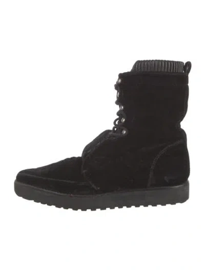 Pre-owned Alexander Wang Velvet Lace-up Boots In Black