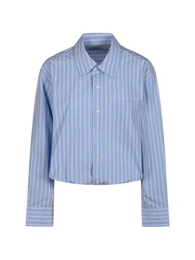 Alexander Wang Vertical-stripe Chest-pocket Shirt In Blue
