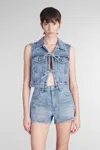 Alexander Wang Cropped Vest With Bows And Crystals In Blue