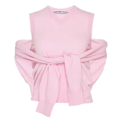 Alexander Wang Vest Cardigan With Wrapped Cardigan In Pink