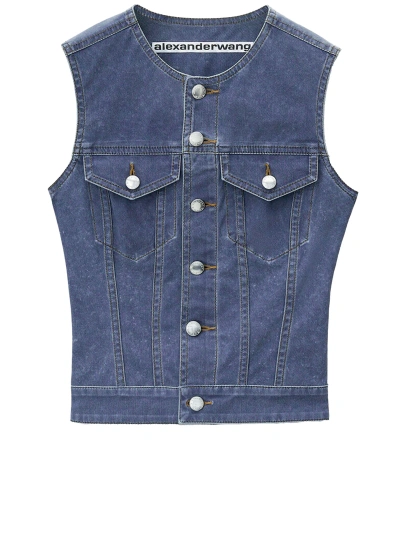 Alexander Wang Waistcoat In Denim Trompe-loeil In Blue