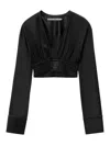 Alexander Wang Cropped Satin Top In Black
