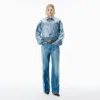 Alexander Wang Vintage-effect Marbled Blue Layered Trucker Jacket