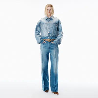 Alexander Wang Vintage-effect Marbled Blue Layered Trucker Jacket