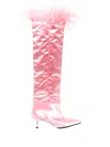 Alexander Wang Viola 65mm Feather-trim Knee-high Boots In Prism Pink