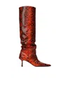 Alexander Wang Viola Snake-print Leather Boots In Red
