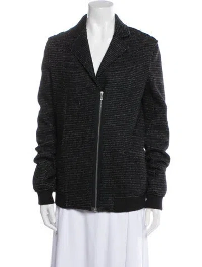 Pre-owned Alexander Wang Virgin Wool Printed Coat In Black