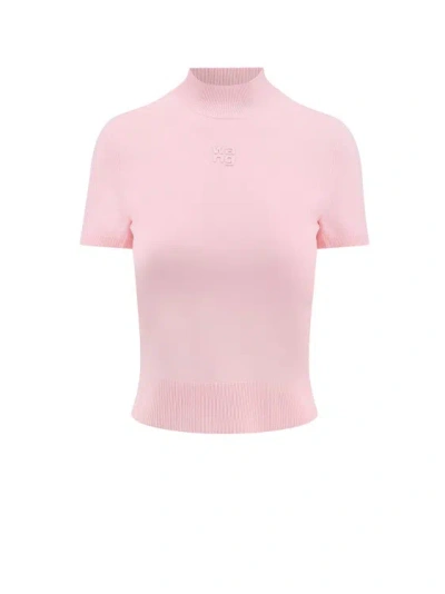 Alexander Wang Viscose Blend Top With Frontal Logo In Pink