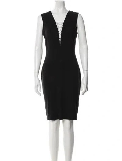 Pre-owned Alexander Wang V-neck Knee-length Dress In Black