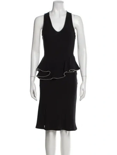 Pre-owned Alexander Wang V-neck Knee-length Dress In Black