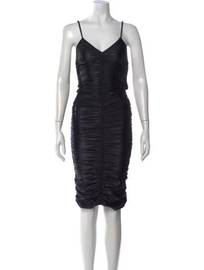 Pre-owned Alexander Wang V-neck Knee-length Dress W/ Tags In Black