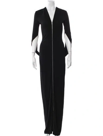 Pre-owned Alexander Wang V-neck Long Dress In Black