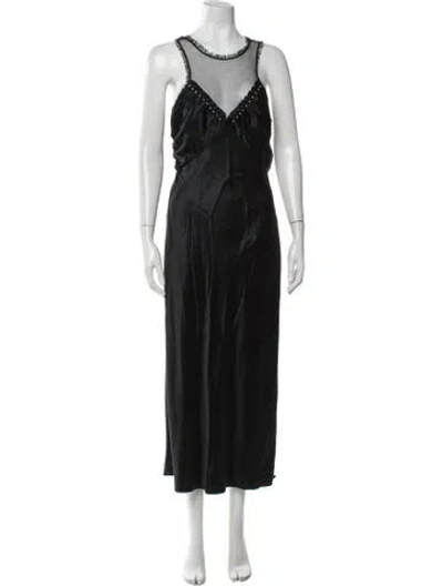Pre-owned Alexander Wang V-neck Long Dress In Black