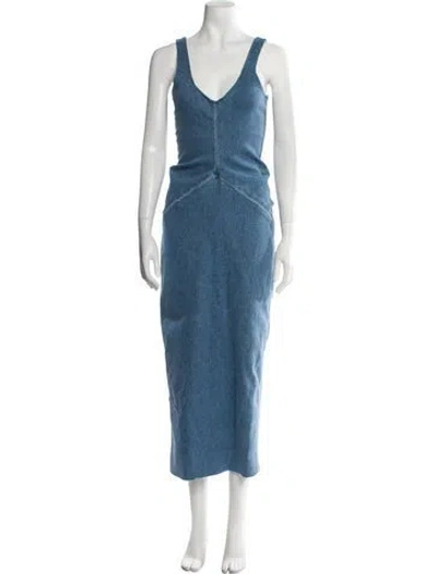 Pre-owned Alexander Wang V-neck Long Dress In Blue