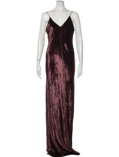 Pre-owned Alexander Wang V-neck Long Dress In Burgundy