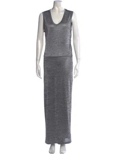 Pre-owned Alexander Wang V-neck Long Dress In Grey