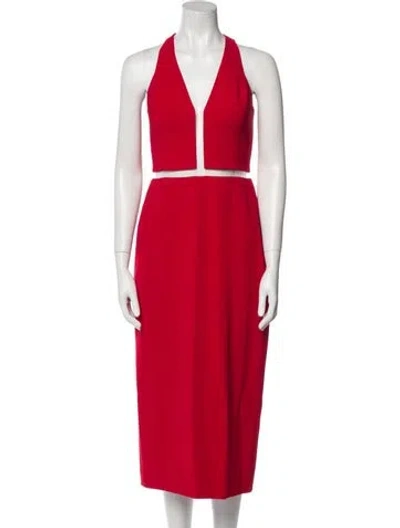 Pre-owned Alexander Wang V-neck Long Dress In Red