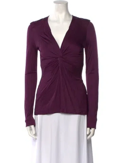 Pre-owned Alexander Wang V-neck Long Sleeve Blouse In Purple