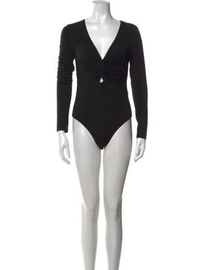 Pre-owned Alexander Wang V-neck Long Sleeve Bodysuit In Black
