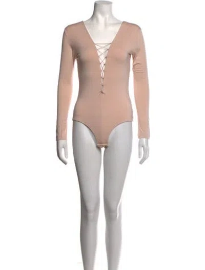 Pre-owned Alexander Wang V-neck Long Sleeve Bodysuit In Pink