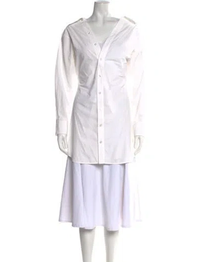 Pre-owned Alexander Wang V-neck Long Sleeve Button-up Top In White