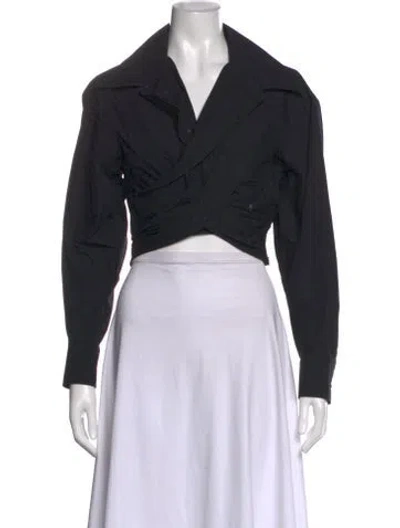 Pre-owned Alexander Wang V-neck Long Sleeve Crop Top In Black