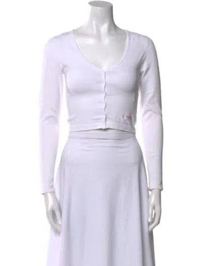 Pre-owned Alexander Wang V-neck Long Sleeve Crop Top In White