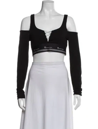 Pre-owned Alexander Wang V-neck Long Sleeve Crop Top In White
