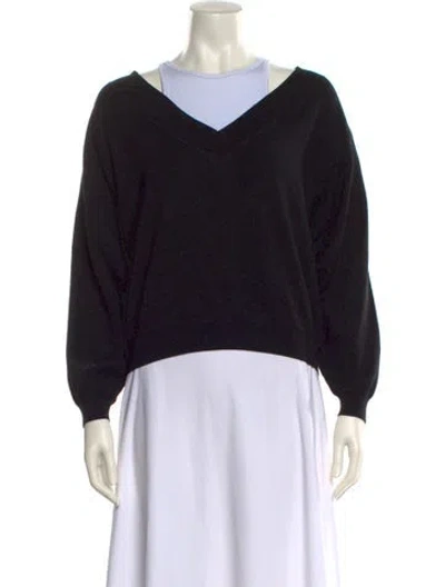 Pre-owned Alexander Wang V-neck Long Sleeve Sweatshirt In Black