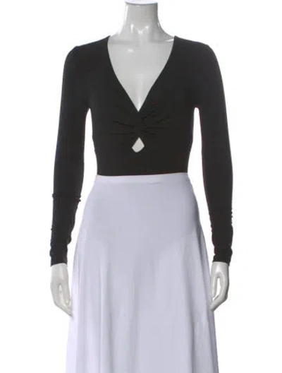 Pre-owned Alexander Wang V-neck Long Sleeve Top In Black