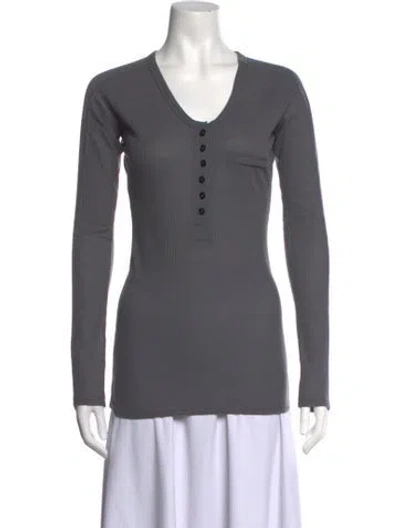 Pre-owned Alexander Wang V-neck Long Sleeve Top In Grey