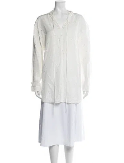 Pre-owned Alexander Wang V-neck Long Sleeve Top In White