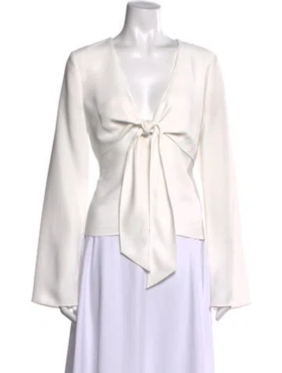 Pre-owned Alexander Wang V-neck Long Sleeve Top In White