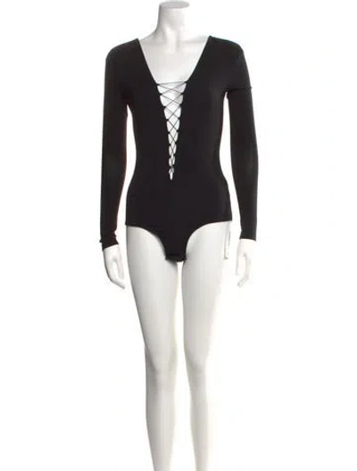 Pre-owned Alexander Wang V-neck Long Sleeve T-shirt In Black