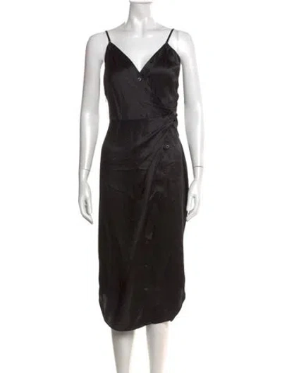 Pre-owned Alexander Wang V-neck Midi Length Dress In Black