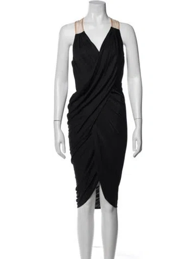Pre-owned Alexander Wang V-neck Midi Length Dress In Black