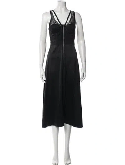 Pre-owned Alexander Wang V-neck Midi Length Dress In Black