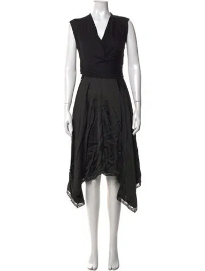 Pre-owned Alexander Wang V-neck Midi Length Dress In Black
