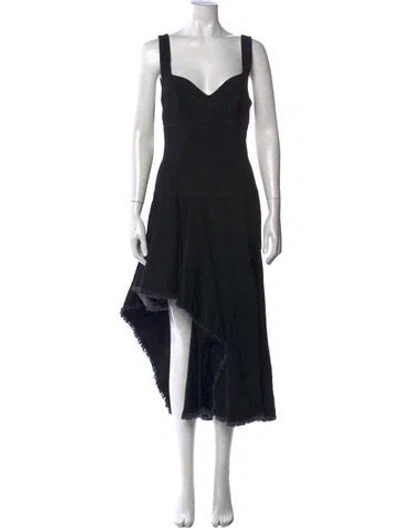 Pre-owned Alexander Wang V-neck Midi Length Dress In Black
