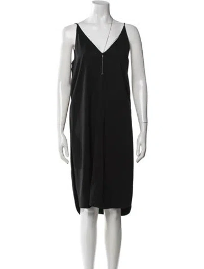 Pre-owned Alexander Wang V-neck Midi Length Dress In Black