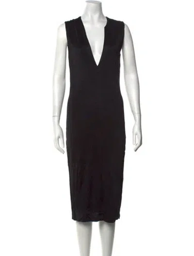 Pre-owned Alexander Wang V-neck Midi Length Dress In Black/white