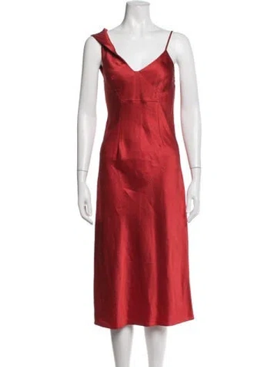 Pre-owned Alexander Wang V-neck Midi Length Dress In Red
