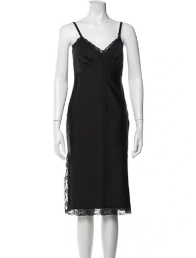 Pre-owned Alexander Wang V-neck Midi Length Dress W/ Tags In Black