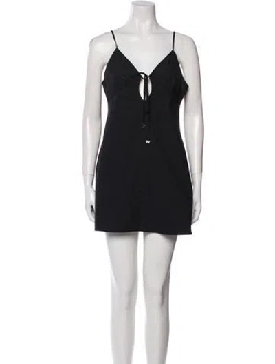 Pre-owned Alexander Wang V-neck Mini Dress In Black